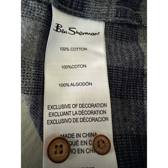 The original BEN SHERMAN 100% cotton Men's L blue/Gray shirt Size L, Chest 48” - Picture 7 of 8